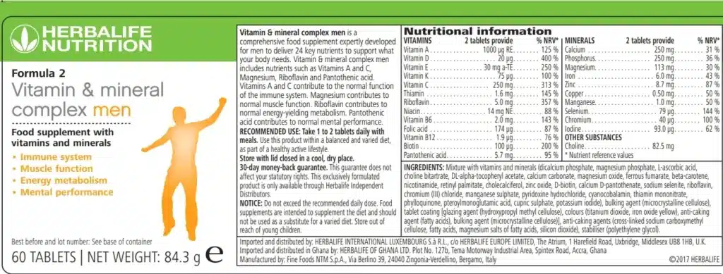 Herbalife Formula 2 Essential Nutrients for Men
