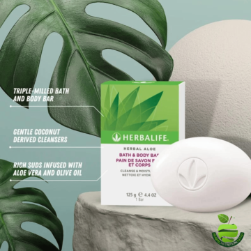 Cleanse and refresh your skin with this triple-milled Herbal Aloe Bath and Body Bar