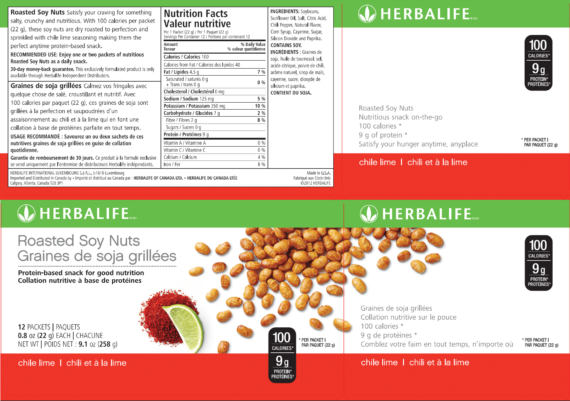 Herbalife Roasted Soy Nuts: Chile Lime (264g) 12 Packets per Box