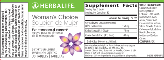 Woman’s Choice Herbalife includes plant-derived ingredients that help women find their natural balance