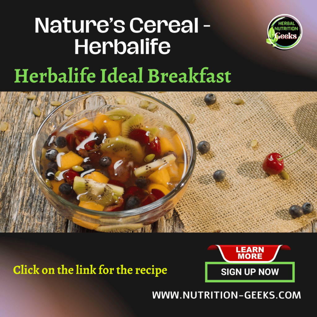 Natures Cereal combines fresh fruit with Herbal Aloe Mango Concentrate