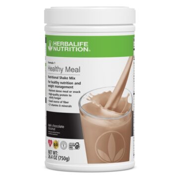 Herbalife Dark Chocolate Coconut Shake Mix with coconut flakes and cocoa powder
