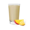 Herbalife Mango Pineapple Shake Mix with tropical fruits and palm leaves in the background